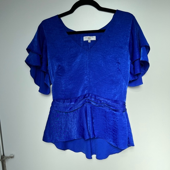 Waverly Grey - Blue Satin Blouse - Picture 6 of 7